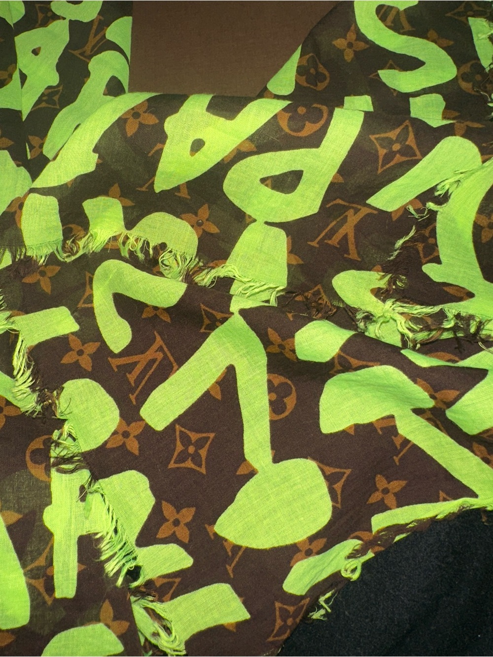 Louis Vuitton x Stephen Sprouse Monogram Graffiti Cotton Pareo Scarf-Vert Green - Picture 10 of 11